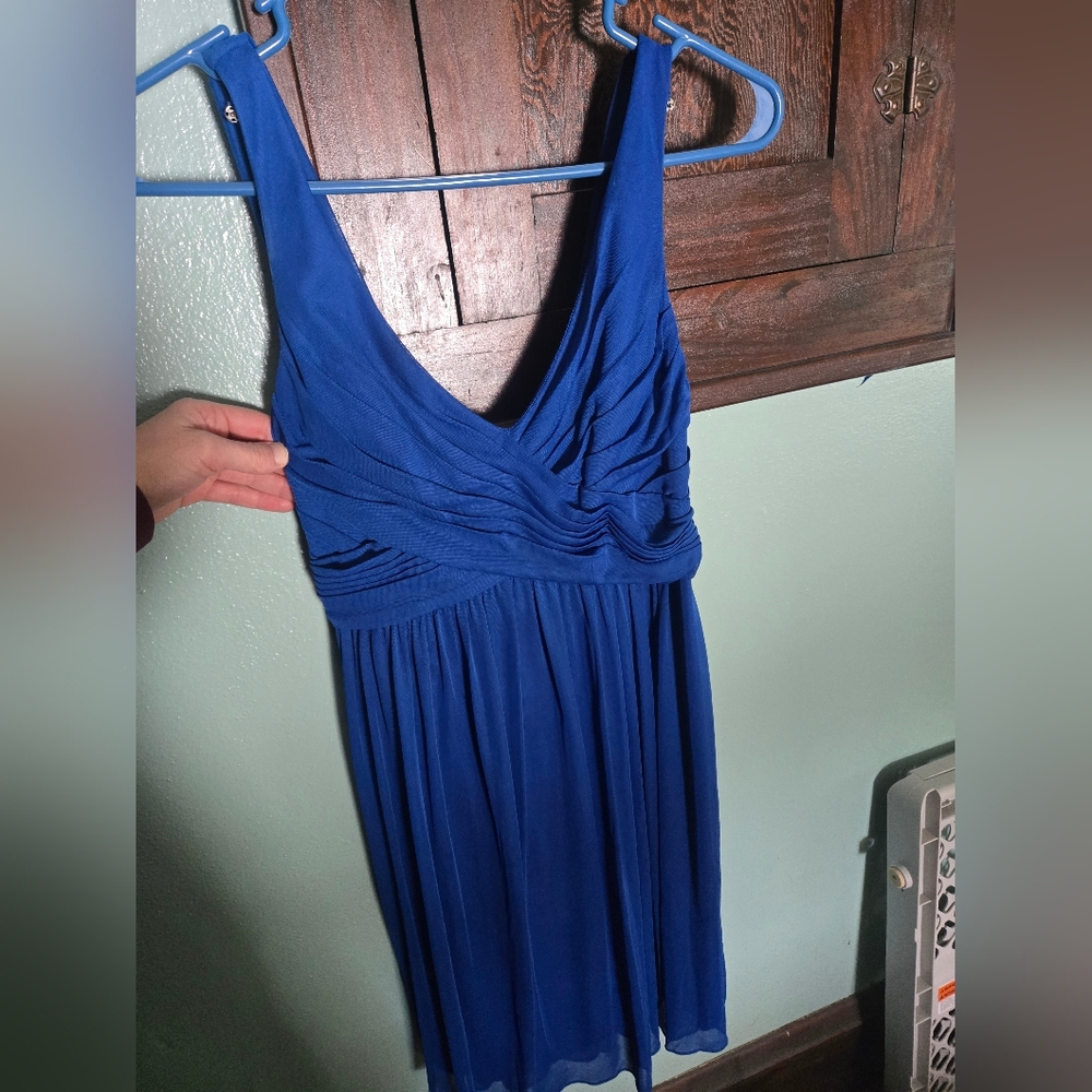 Blue Sleeveless V-Neck Women's Dress